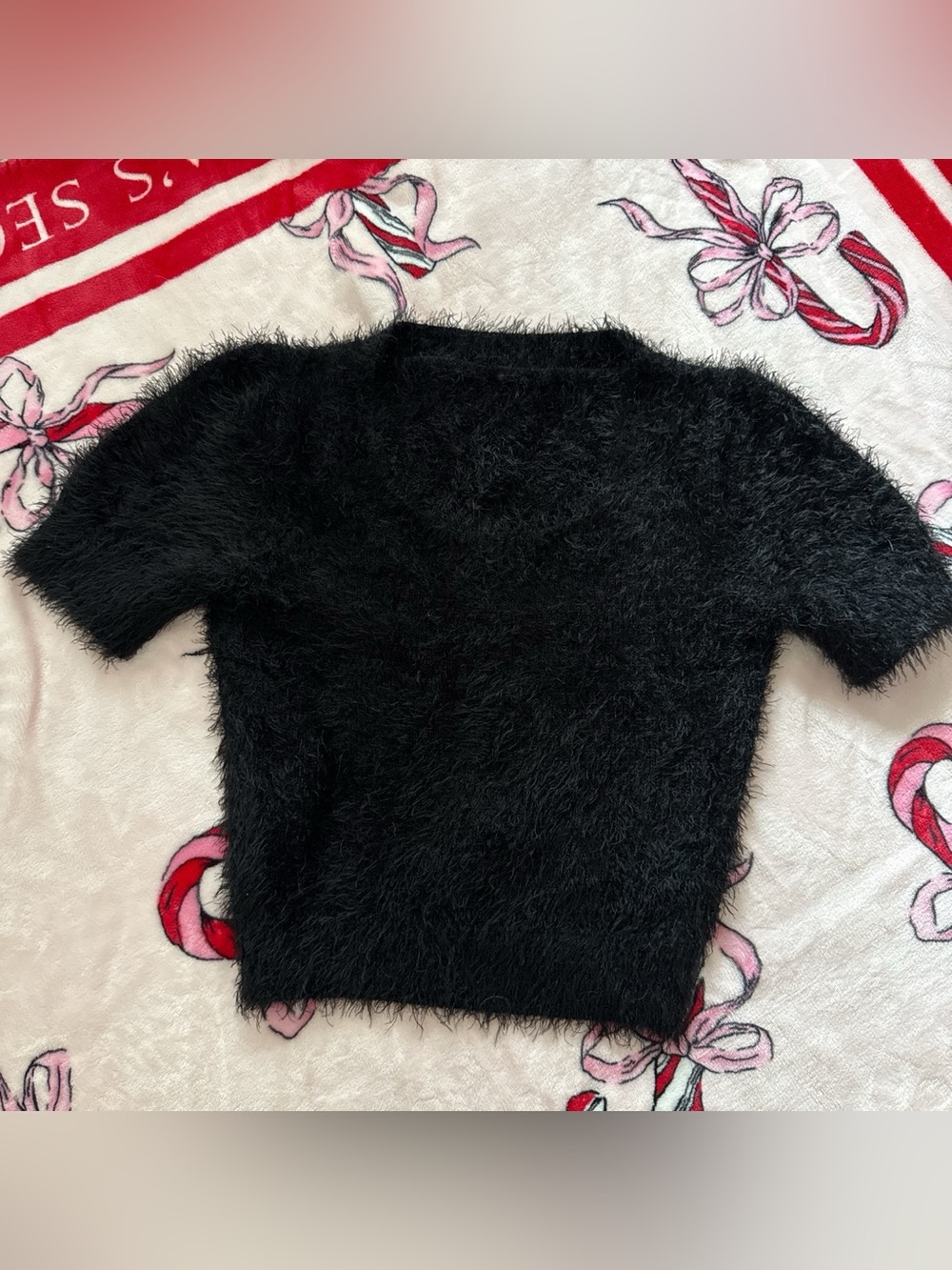 NWOT Los Angeles apparel black fuzzy crop top M